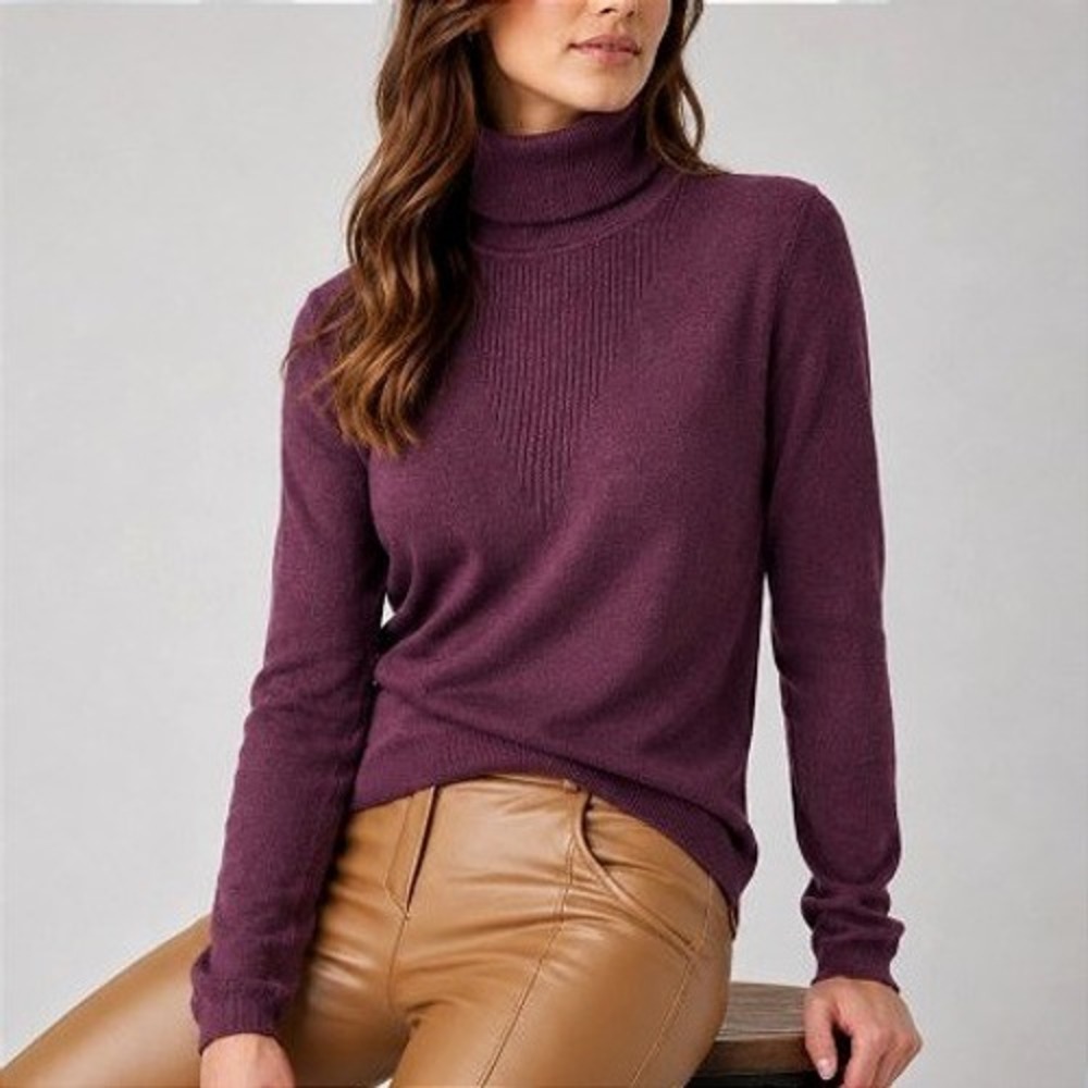 PS of Sweden Tara Plum Purple Fine Knit Roll Neck Equestrian Riding Sweater XL